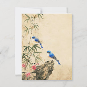 Vintager japanischer Vogel Blossom Postkarte