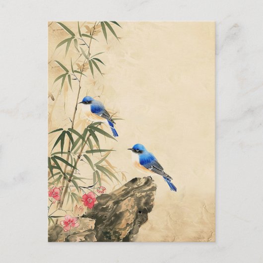 Vintager japanischer Vogel Blossom Postkarte (Vorderseite)