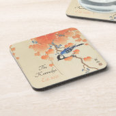 Vintager japanischer Vogel-Print Getränkeuntersetzer (Linke Seite)