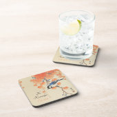Vintager japanischer Vogel-Print Getränkeuntersetzer (Rechte Seite)