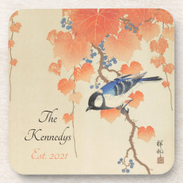 Vintager japanischer Vogel-Print Getränkeuntersetzer