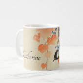 Vintager japanischer Vogel-Print Kaffeetasse (Vorderseite Links)