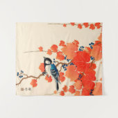 Vintager japanischer Vogel-und Herbst-Weinstock Wandteppich (Vorderseite (Horizontal))