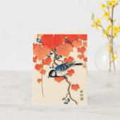 Vintager japanischer Vogel und Herbstgrapevine Karte (Gelbe Blume)