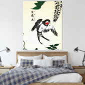 Vintager japanischer Vogel und Wisteria Leinwanddruck (Insitu (Schlafzimmer))