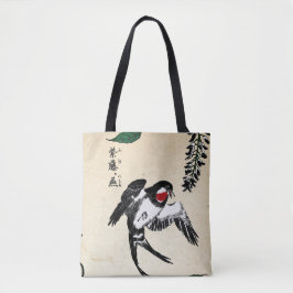 Vintager japanischer Vogel und Wisteria Tasche