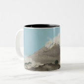 Vintager japanischer Vulkan Landschaft Art Kaffee Zweifarbige Tasse (Vorderseite Links)