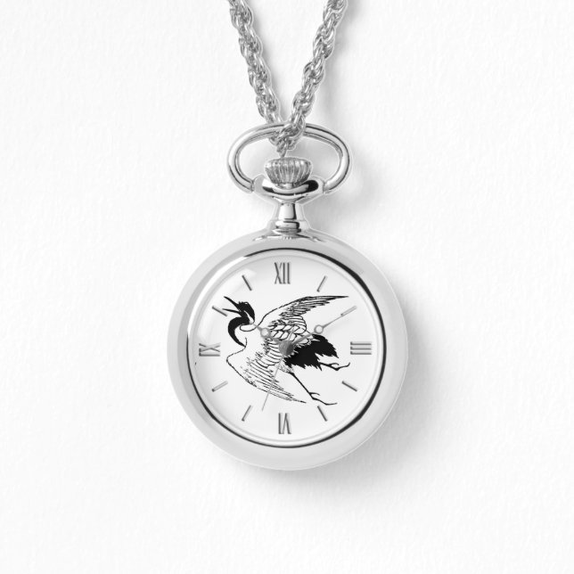 Vintager japanischer Zeichn eines Krans Armbanduhr (Vorderseite)