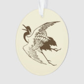 Vintager japanischer Zeichn eines Krans, braun Ornament (Vorderseite)