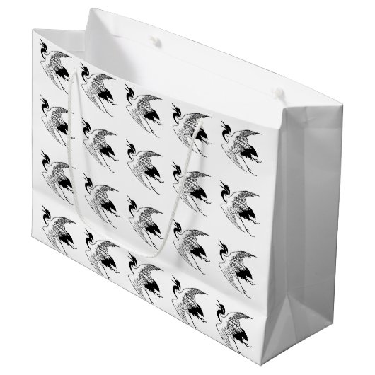 Vintager japanischer Zeichn eines Krans Große Geschenktüte (Vorderseite Schrägansicht)