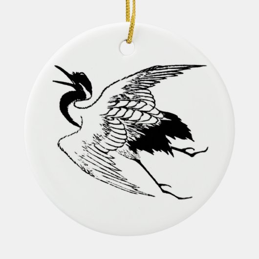 Vintager japanischer Zeichn eines Krans Keramikornament (Vorne)