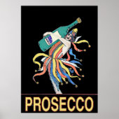 Vintager Jester mit Prosecco-Flasche, Poster (Vorne)