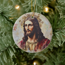 Vintager Jesus Christlich Religious Keramik Ornament