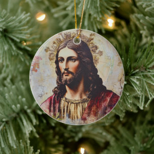 Vintager Jesus Christlich Religious Keramik Ornament