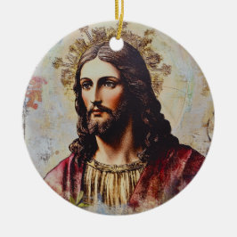 Vintager Jesus Christlich Religious Keramik Ornament