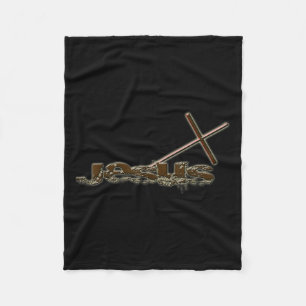 Vintager Jesus Christus, der das Kreuzdesign trägt Fleecedecke
