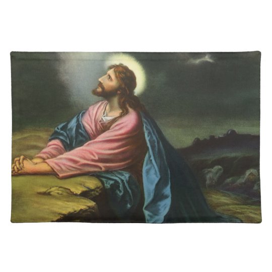 Vintager Jesus Christus Der In Gethsemane Betet Tischset Zazzle De