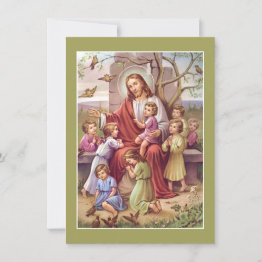 Vintager Jesus mit Kindern Ostern Feiertagskarte (Vorderseite)