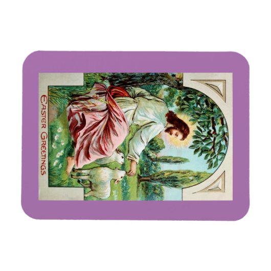 Vintager Jesus mit Lämmermagnet Magnet (Horizontal)