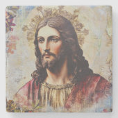 Vintager Jesus Religious Steinuntersetzer (Vorderseite)