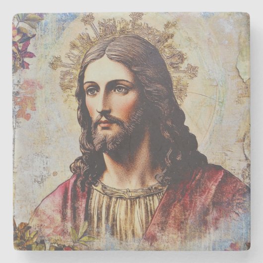 Vintager Jesus Religious Steinuntersetzer (Vorderseite)