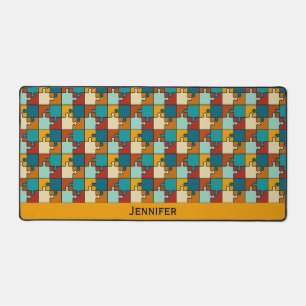 Vintager Jigsaw Puzzle Pieces Mustername Schreibtischunterlage