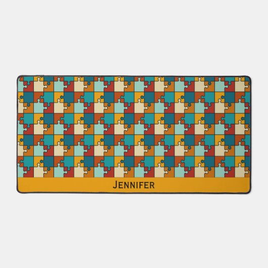 Vintager Jigsaw Puzzle Pieces Mustername Schreibtischunterlage (Vorderseite)
