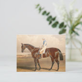 Vintager Jockey auf Racehorse Postkarte (Stehend Vorderseite)