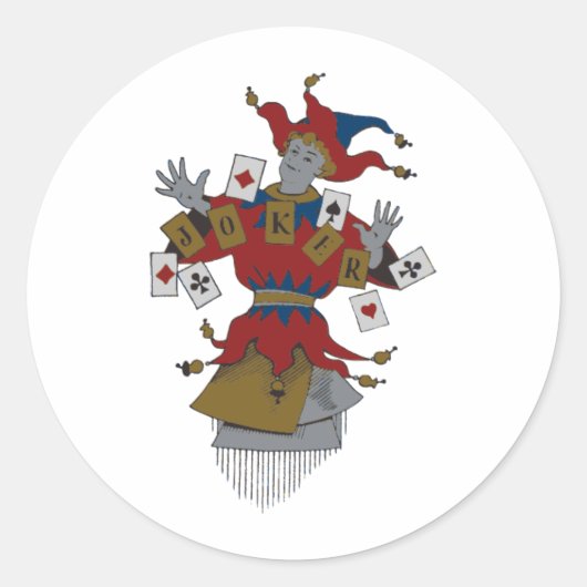 Vintager Joker Runder Aufkleber (Vorderseite)