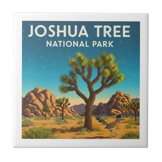 Vintager Joshua-Tree-Nationalpark Fliese (Vorderseite)