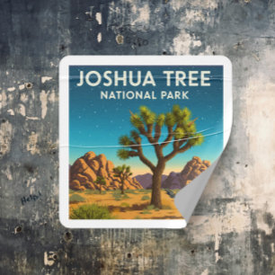 Vintager Joshua-Tree-Nationalpark Quadratischer Aufkleber