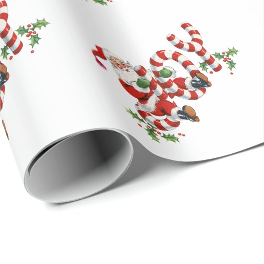 Vintager Joy Santa Geschenkpapier (Rolleneckpunkt)