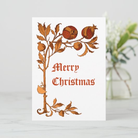 Vintager Jugendstil 1886 Granatapfel Weihnachten (Stehend Vorderseite)