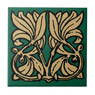 Vintager Jugendstil 1911 Blumenschmuck Frieze Fliese