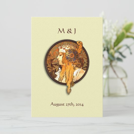 Vintager Jugendstil-Brauchtum Einladung (Stehend Vorderseite)