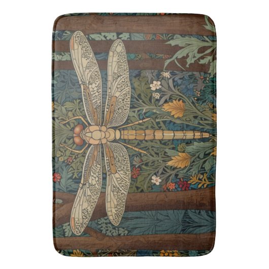 Vintager Jugendstil-Drachenfliege Badematte (Vorderseite Vertikal)