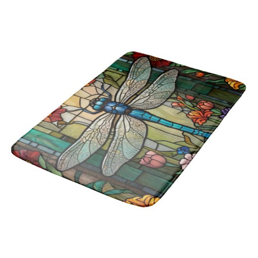 Vintager Jugendstil-Drachenfliege Badematte (Schrägansicht)