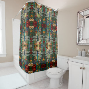 Vintager Jugendstil-Drachenfliege Duschvorhang