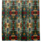 Vintager Jugendstil-Drachenfliege Duschvorhang (Vorderseite)