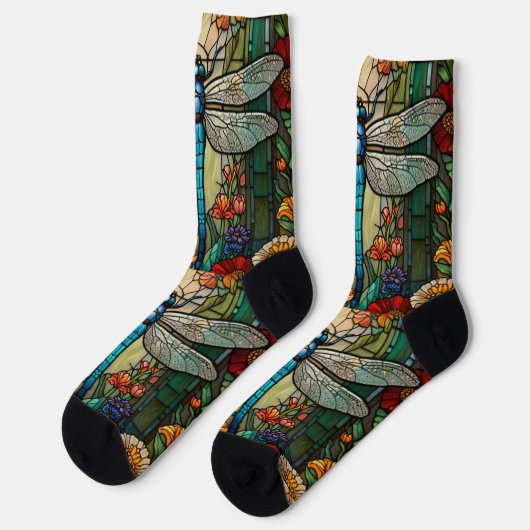 Vintager Jugendstil-Drachenfliege Socken (Linkes Detail)