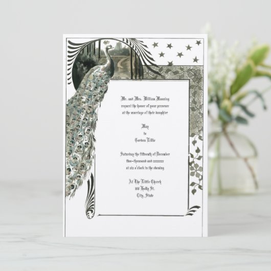 Vintager Jugendstil Einladung (Stehend Vorderseite)