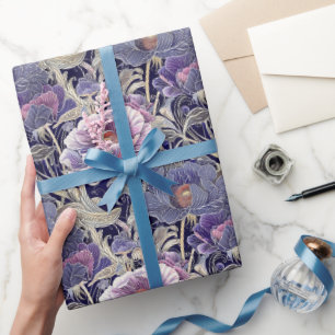 Vintager Jugendstil Elegant Lila & rosa Geschenkpapier