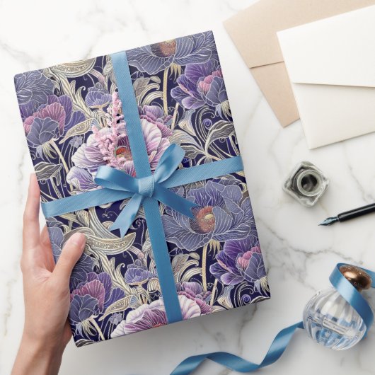 Vintager Jugendstil Elegant Lila & rosa Geschenkpapier (Schenken)