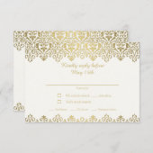 Vintager Jugendstil Elegant Weiß und Gold RSVP Karte (Vorne/Hinten)