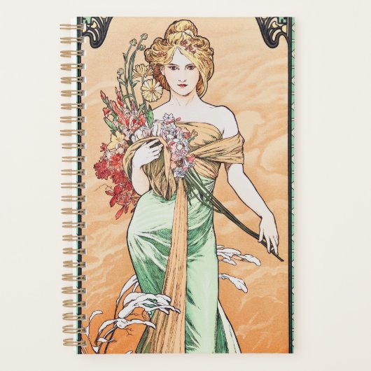 Vintager Jugendstil-Frühling von Mucha Planer (Vorderseite)