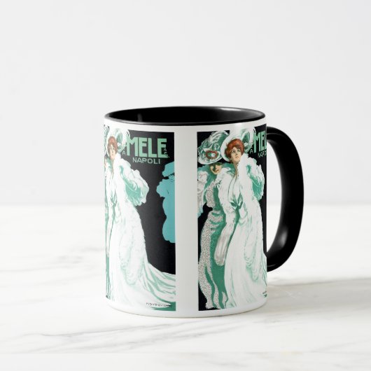 Vintager Jugendstil, italienische Mode, Extravagan Tasse (VorderseiteRechts)