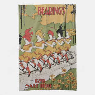 Vintager Jugendstil, Lager Tandem Fahrrad Geschirrtuch