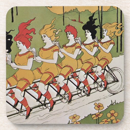 Vintager Jugendstil, Lager Tandem Fahrrad Getränkeuntersetzer (Vorderseite)