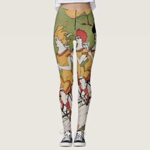 Vintager Jugendstil, Lager Tandem Fahrrad Leggings