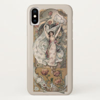 Vintager Jugendstil Maiden mit Chrysanthemen